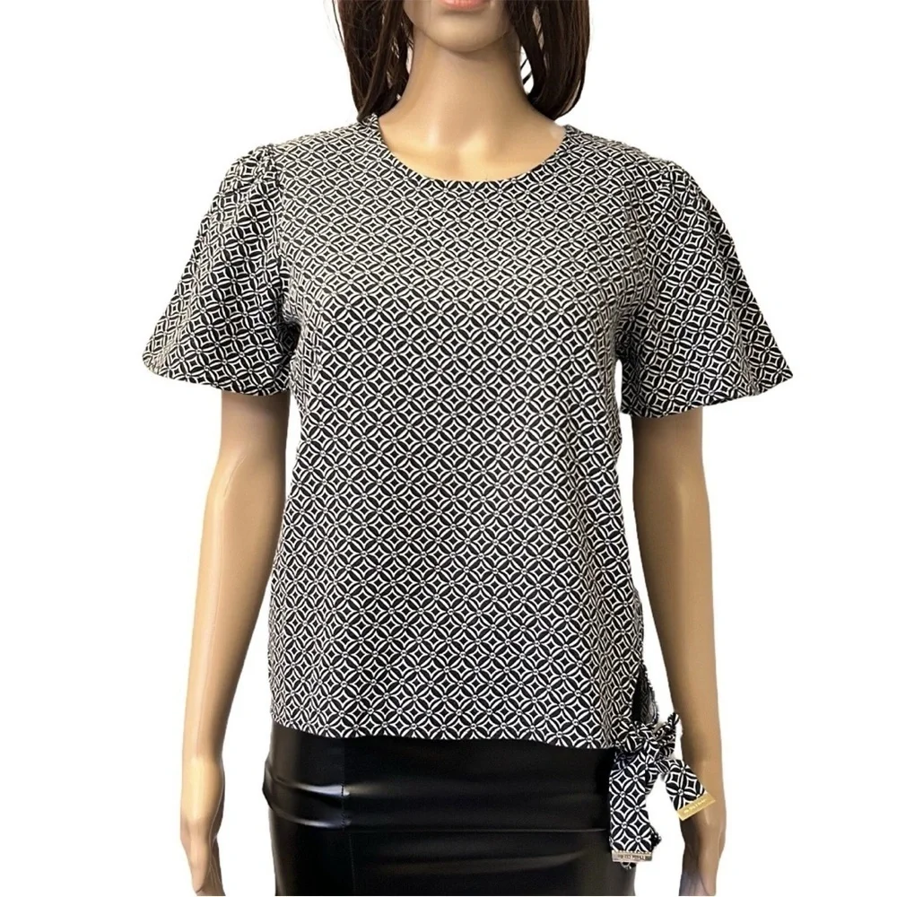 Michael Kors Women's Short Sleeves Crew Neck Linen Blend Top Size S - NWT $88